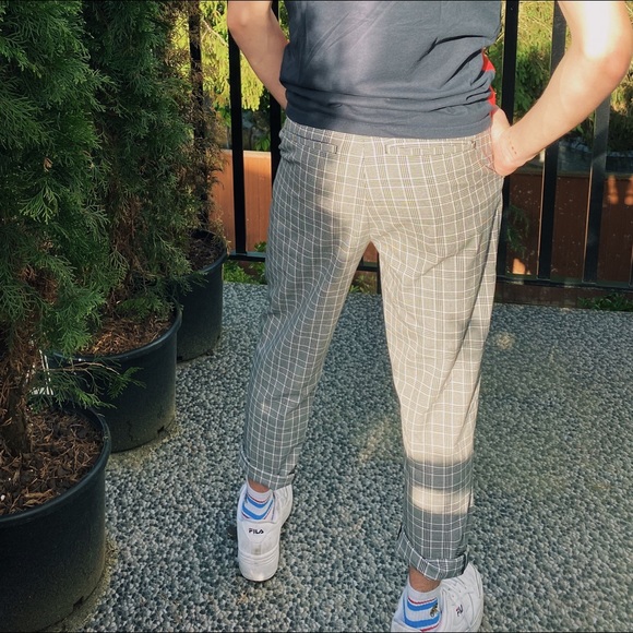 Banana Republic Linen Plaid Cropped Pants - Picture 2 of 5